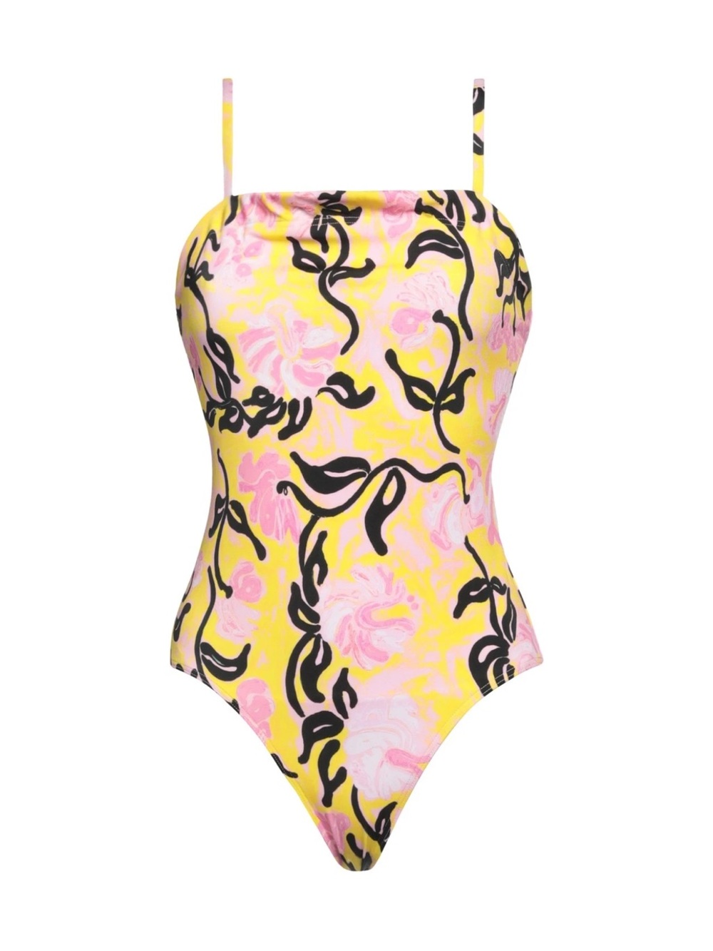 NWT Marni Yellow Pink Black Floral One-Piece Swimsuit